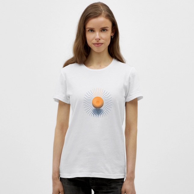 Solar Core Flow – Energie in Struktur gebannt - Frauen T-Shirt - Weiß