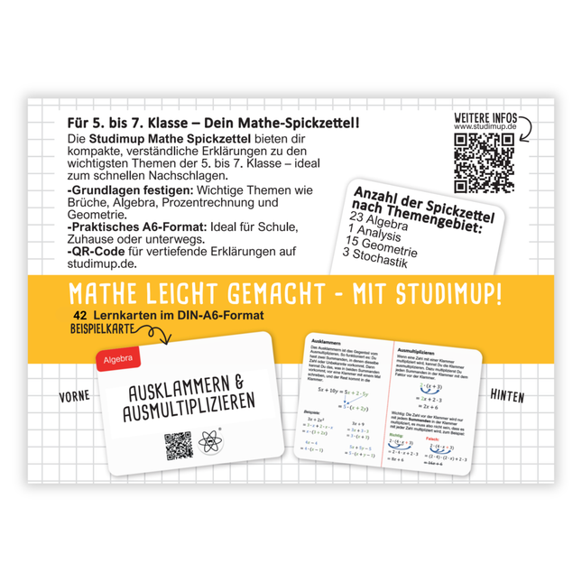 Mathe Spickzettel A6 Pro: Lernkarten für die 5.-7. Klasse - Lernmarktplatz