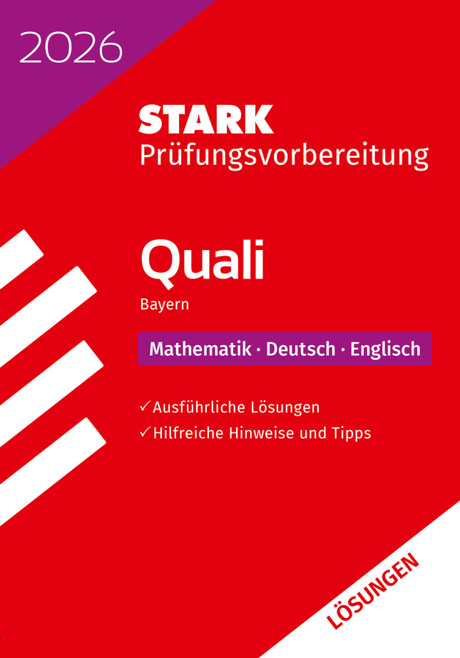 STARK Lösungen zu Mathematik, Deutsch, Englisch 9. Klasse - Quali Mittelschule 2026 Bayern - Prüfungsvorbereitung