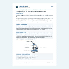 Mikroskopieren und biologisch zeichnen – kostenloses Biologie-Arbeitsblatt mit Lösungen (PDF)