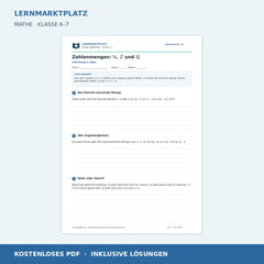 Zahlenmengen: ℕ, ℤ und ℚ – kostenloses Mathe-Arbeitsblatt mit Lösungen (PDF) – Vorschau