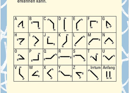 50 Codes und Geheimschriften – Rätselkarten ab 8 Jahren – Rückseite der Beispielkarte mit Zeichenübersicht