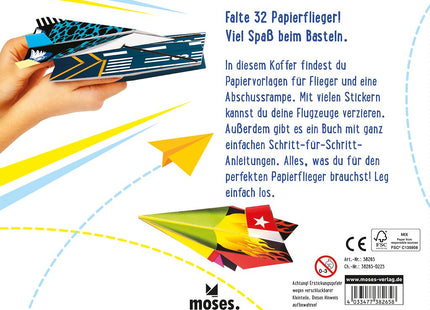 moses. Mein großer Papierflieger-Koffer – Falten und Fliegen – Verpackungsrückseite