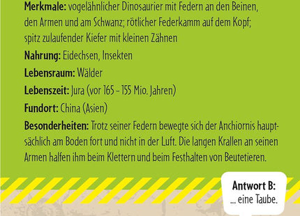moses. 50 Dinosaurier – Erkennen & Staunen – Rückseite der Anchiornis-Karte mit Steckbrief