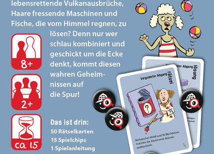 black stories junior – Echt wahr! – Verpackungsrückseite mit Inhalt und Spielangaben