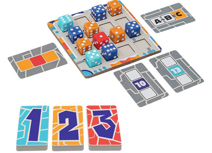 Tic Tac Town – Würfelspiel mit Zahlen und Strategie – Spielaufbau mit Würfeln, Spielbrett und Aufgabenkarten