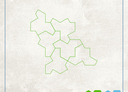 PhänoMINT Ein-Stein-Insel – Geometrie-Legespiel ab 8 Jahren – Beispiel einer Aufgabenkarte mit zwei von drei Schwierigkeitssternen