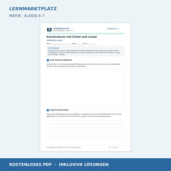 Konstruieren mit Zirkel und Lineal – kostenloses Mathe-Arbeitsblatt mit Lösungen (PDF)
