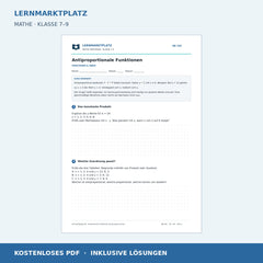 Antiproportionale Funktionen – kostenloses Mathe-Arbeitsblatt mit Lösungen (PDF)