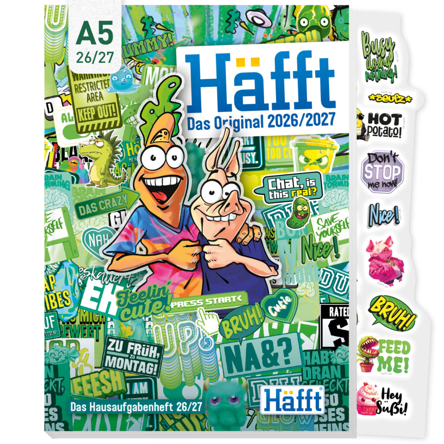Häfft Original – Hausaufgabenheft A5 2026/2027, wechselnde Cover – Beispielmotiv, Cover variiert