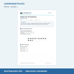 Zahlen bis 20 entdecken – kostenloses Mathe-Arbeitsblatt mit Lösungen (PDF)