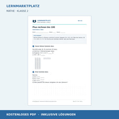 Plus rechnen bis 100 – kostenloses Mathe-Arbeitsblatt mit Lösungen (PDF)