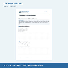 Zahlen bis 1.000 entdecken – kostenloses Mathe-Arbeitsblatt mit Lösungen (PDF)