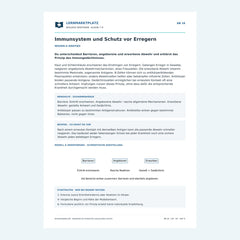 Immunsystem und Schutz vor Erregern – kostenloses Biologie-Arbeitsblatt mit Lösungen (PDF)