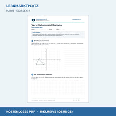 Verschiebung und Drehung – kostenloses Mathe-Arbeitsblatt mit Lösungen (PDF)