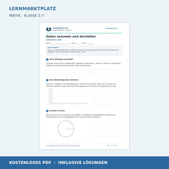 Daten sammeln und darstellen – kostenloses Mathe-Arbeitsblatt mit Lösungen (PDF)