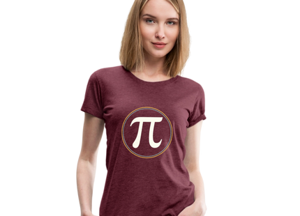 π in Circle – Die Eleganz der Konstanten - Frauen Premium T-Shirt - Bordeauxrot meliert