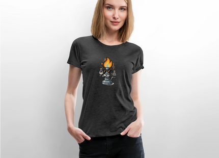 Too lit to quit – Der coolste Bunsenbrenner im Labor - Frauen T-Shirt - Anthrazit meliert