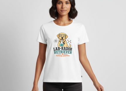 Lab-Rador Retriever T-Shirt für Frauen – Süßes Labrador & Chemie Shirt - Weiß