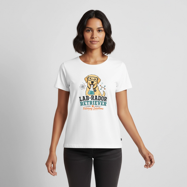 Lab-Rador Retriever T-Shirt für Frauen – Süßes Labrador & Chemie Shirt - Weiß