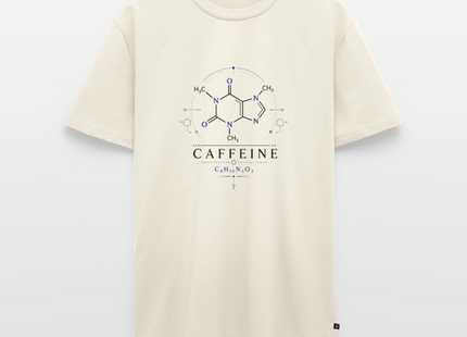 Koffein Molekül T-Shirt für Männer – Chemie Shirt mit Caffeine Design - Naturweiß