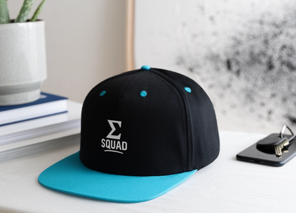 ∑-Squad - Kontrast Snapback Cap - Schwarz/Türkis