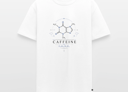 Koffein Molekül T-Shirt für Männer – Chemie Shirt mit Caffeine Design - Weiß