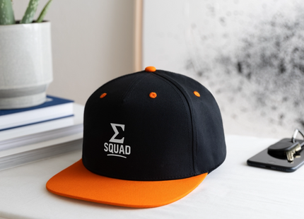 ∑-Squad - Kontrast Snapback Cap - Schwarz/Neonorange