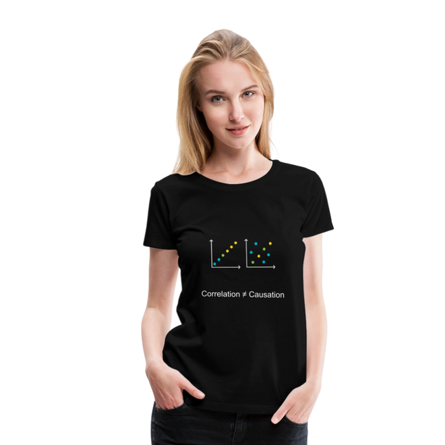 Correlation ≠ Causation - Frauen Premium T-Shirt - Schwarz
