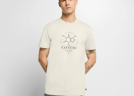 Koffein Molekül T-Shirt für Männer – Chemie Shirt mit Caffeine Design - Naturweiß