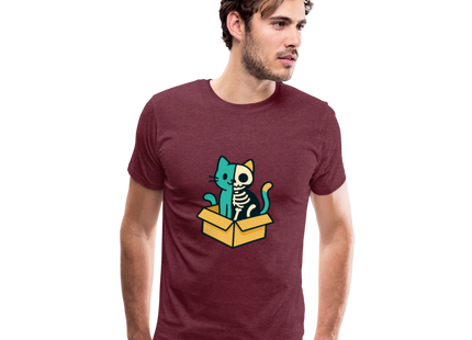 Schrödinger's Katze - Männer Premium T-Shirt - Bordeauxrot meliert