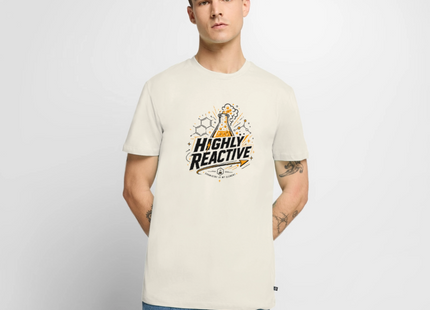 Highly Reactive T-Shirt für Männer – Chemie Shirt mit Labor Design - Naturweiß