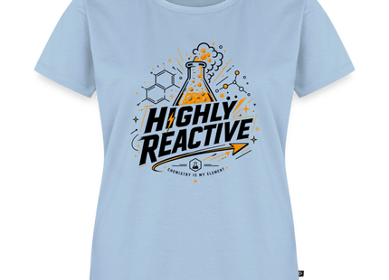 Highly Reactive T-Shirt für Frauen – Witziges Chemie Shirt mit Labor Motiv - Hellblau