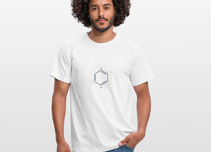 Benzolring Geometry – Die Schönheit der Symmetrie - Männer Premium T-Shirt - Weiß