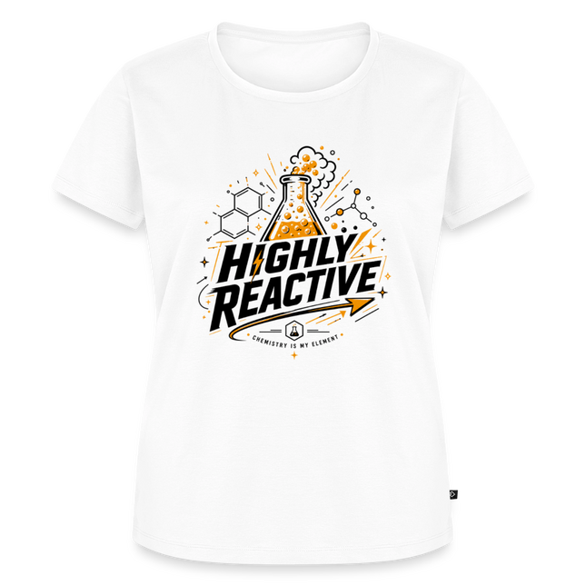 Highly Reactive T-Shirt für Frauen – Witziges Chemie Shirt mit Labor Motiv - Weiß