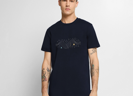 Geometric Wave – Mathematik in fließender Perfektion - Männer T-Shirt - Navy