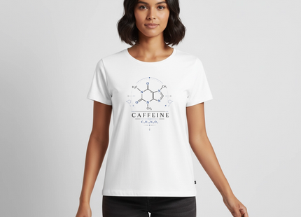 Koffein Molekül T-Shirt für Frauen – Stylisches Chemie & Kaffee Shirt - Weiß