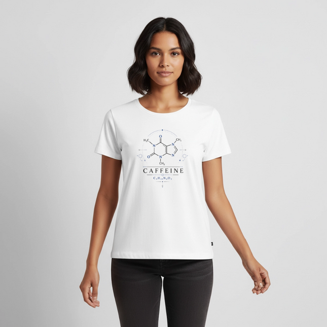 Koffein Molekül T-Shirt für Frauen – Stylisches Chemie & Kaffee Shirt - Weiß
