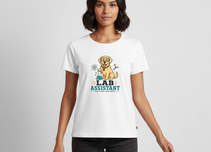 Lab Assistant T-Shirt für Frauen – Süßes Labrador Chemie Shirt - Weiß