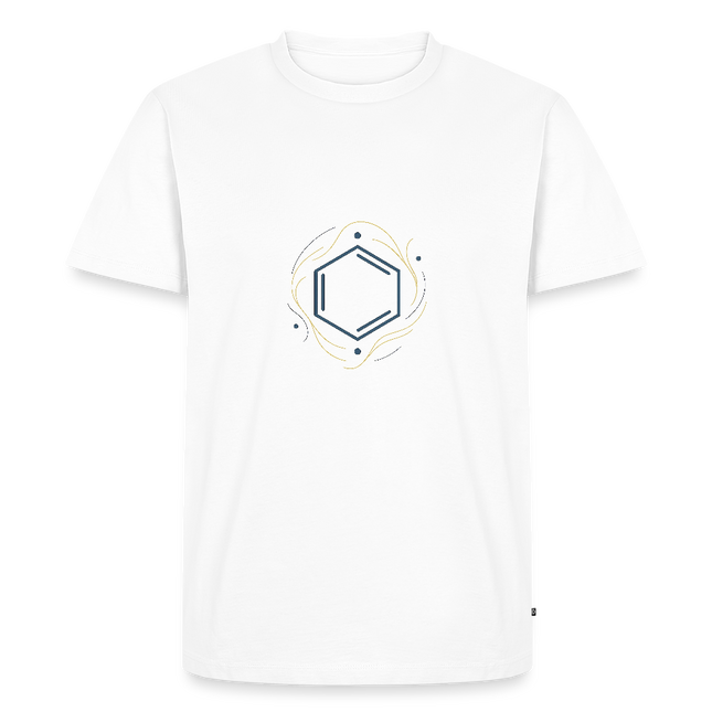 Benzolring Geometry – Die Schönheit der Symmetrie - Männer Premium T-Shirt - Weiß