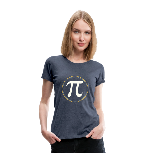 π in Circle – Die Eleganz der Konstanten - Frauen Premium T-Shirt - Blau meliert