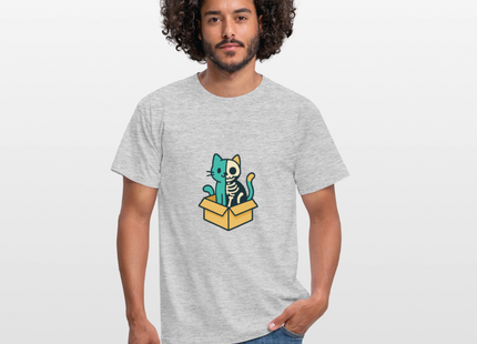 Schrödinger's Katze - Männer T-Shirt - Grau meliert