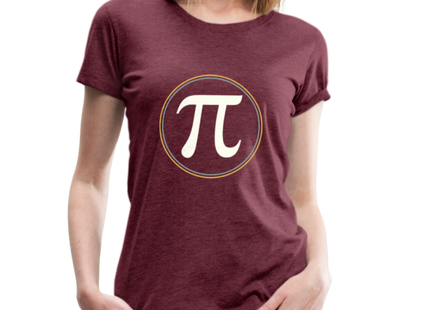 π in Circle – Die Eleganz der Konstanten - Frauen Premium T-Shirt - Bordeauxrot meliert
