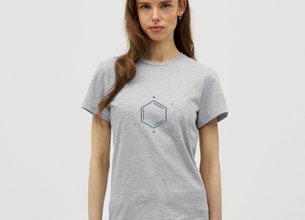 Benzolring Geometry – Die Schönheit der Symmetrie - Frauen T-Shirt - Grau meliert