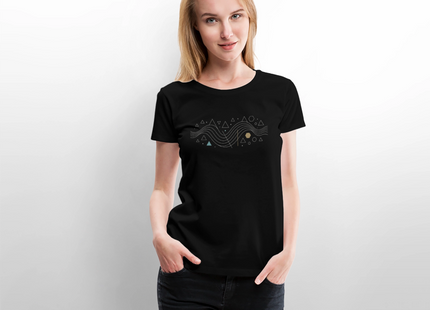 Geometric Wave – Mathematik in fließender Perfektion - Frauen T-Shirt - Schwarz