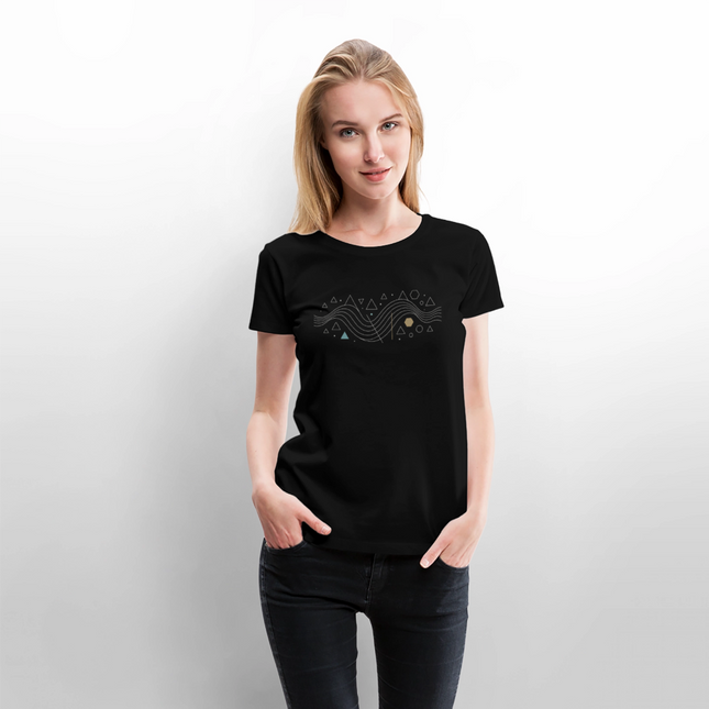 Geometric Wave – Mathematik in fließender Perfektion - Frauen T-Shirt - Schwarz