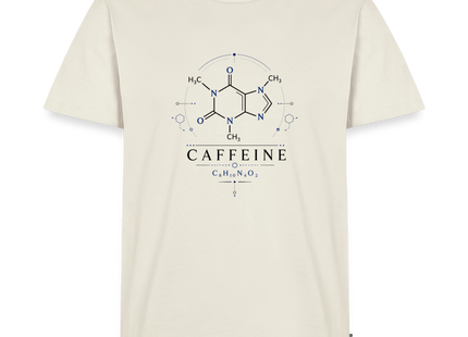 Koffein Molekül T-Shirt für Männer – Chemie Shirt mit Caffeine Design - Naturweiß