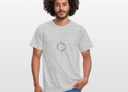 Benzolring Geometry – Die Schönheit der Symmetrie - Männer Premium T-Shirt - Grau meliert