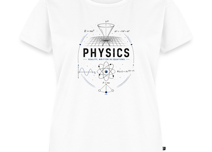 Physik T-Shirt für Frauen – Science Geek Shirt mit Formeln & Atom Design - Weiß