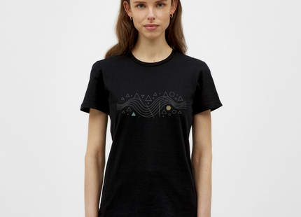 Geometric Wave – Mathematik in fließender Perfektion - Frauen T-Shirt - Schwarz